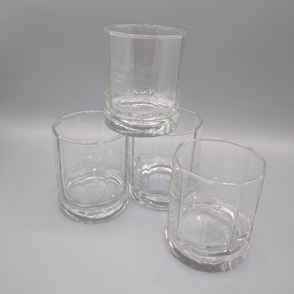Other - 10 Sided Water Glasses Rocks Tumblers Whiskey Glasses Set of 4